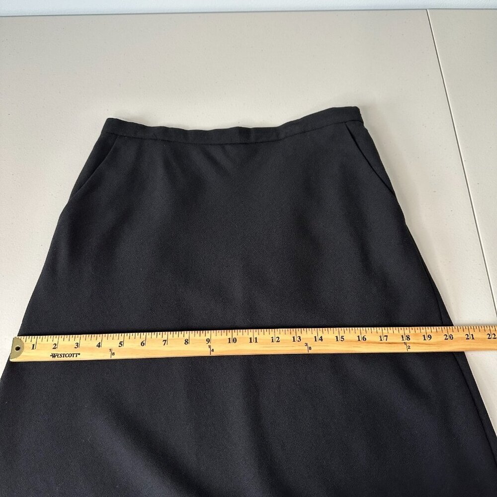 Vintage Ralph Lauren Knee Length Skirt Sz 10‎ Black A-Line Worsted Wool - Picture 8 of 13